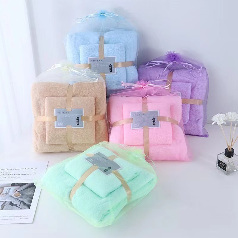 2PC Bath Towels Set Super Soft Highly Absorbent Quick-drying Coral Velvet Bath Towel For Adults Hotel & Spa Use