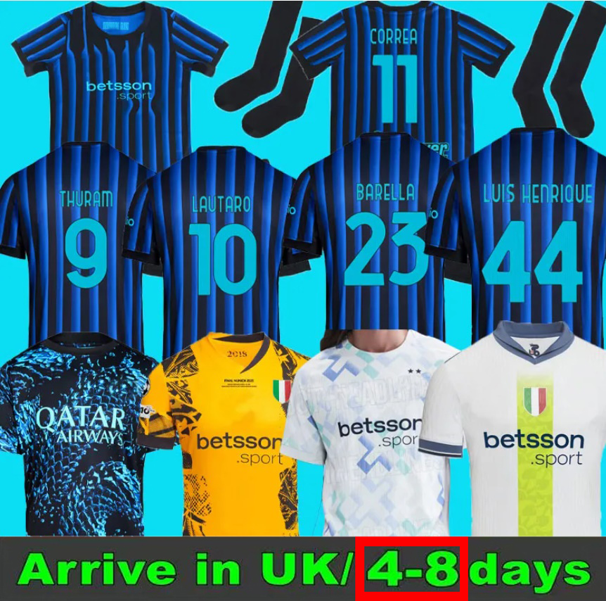 New 25 26 Inter Milan football jersey LAUTARO 10 CALHANOGLU 20 BARELLA 23 Player Version men kids kit 2024 2025 Milan Home Third Kids Kit Fans Player