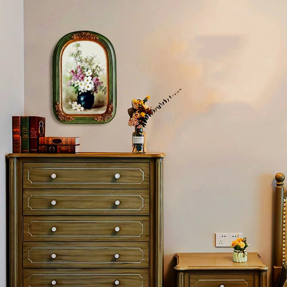 Photo Elegant Vintage Resin Picture Frame Carved Flower Design High Clarity Glass Wall for Home H260306