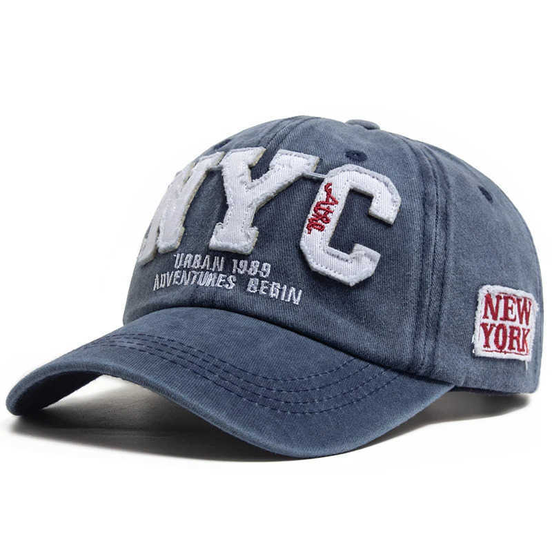 New Vintage Big Letter NYC Baseball Cap Men Cotton Washed Spring Autumn Visor Soft Snapback Fashion Hat For Women U250710