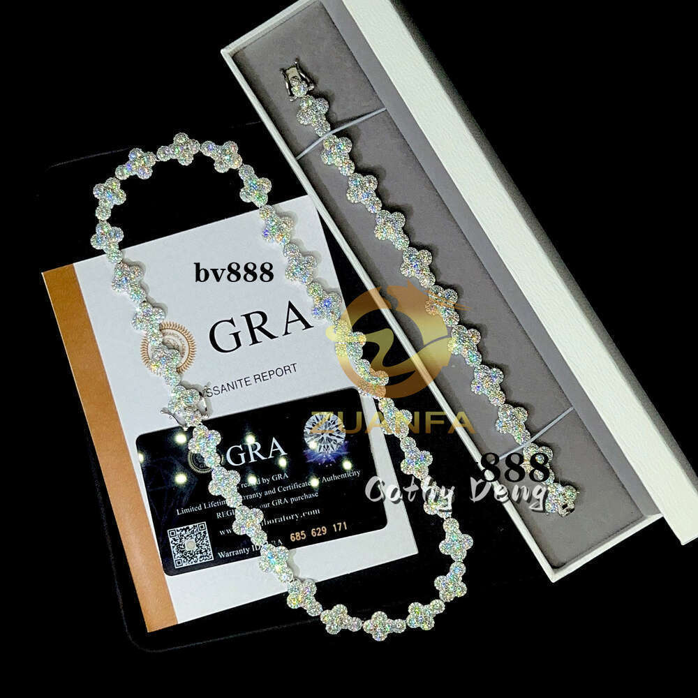 Custom Hip Hop Jewelry Set Sterling Silver 925 Iced Out Moissanite Cuban Chain Cross Moissanite Tennis Chain Bracelet for Men