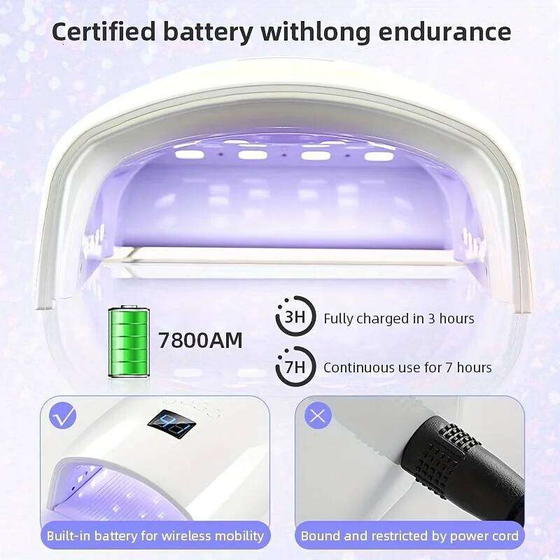 Rechargeable UV LED 66W Lamp with LCD Screen 4 Timer Settings Nail Art Manicure Tools for Home and Salon X250710