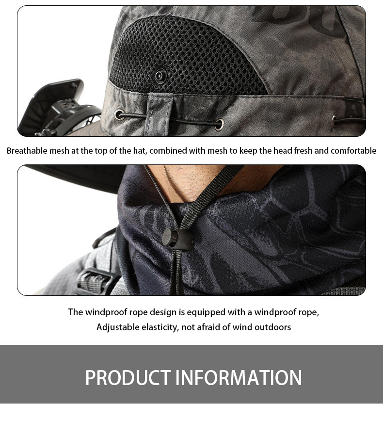 Breathable Cool Mesh Hat w/ Integrated Electric Fans & Dual Power Options: Solar Charged & USB Portable Cooling Headwear