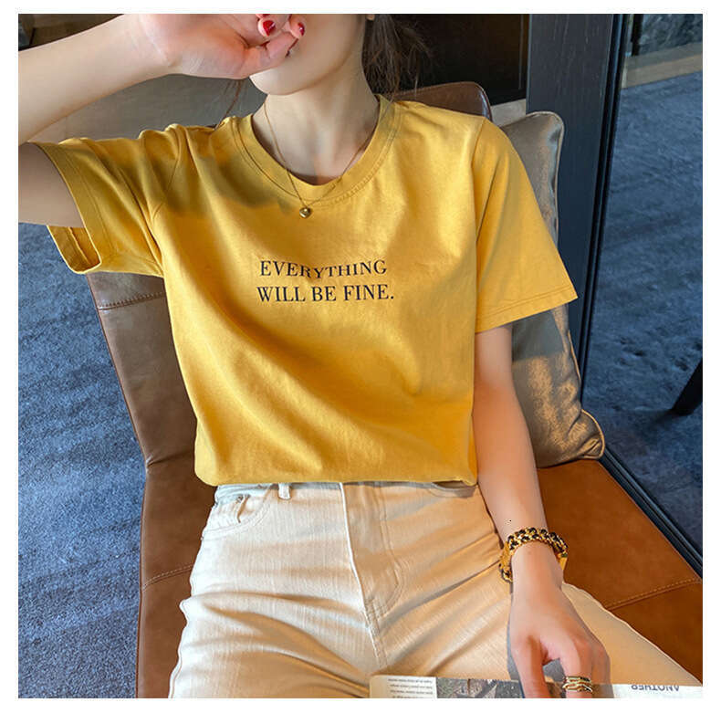 Short Sleeve Women's Summer New Base Round Neck Top Printed Loose Fit T-Shirt Women B5