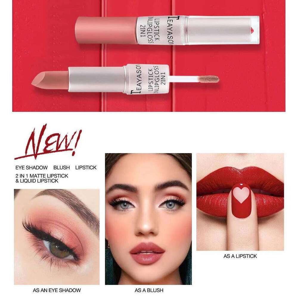 Long Lasting Veet Matte Double Head Non-stick Cup Lip Gloss Tint Plumper Waterproof Lipstick Makeup X250710