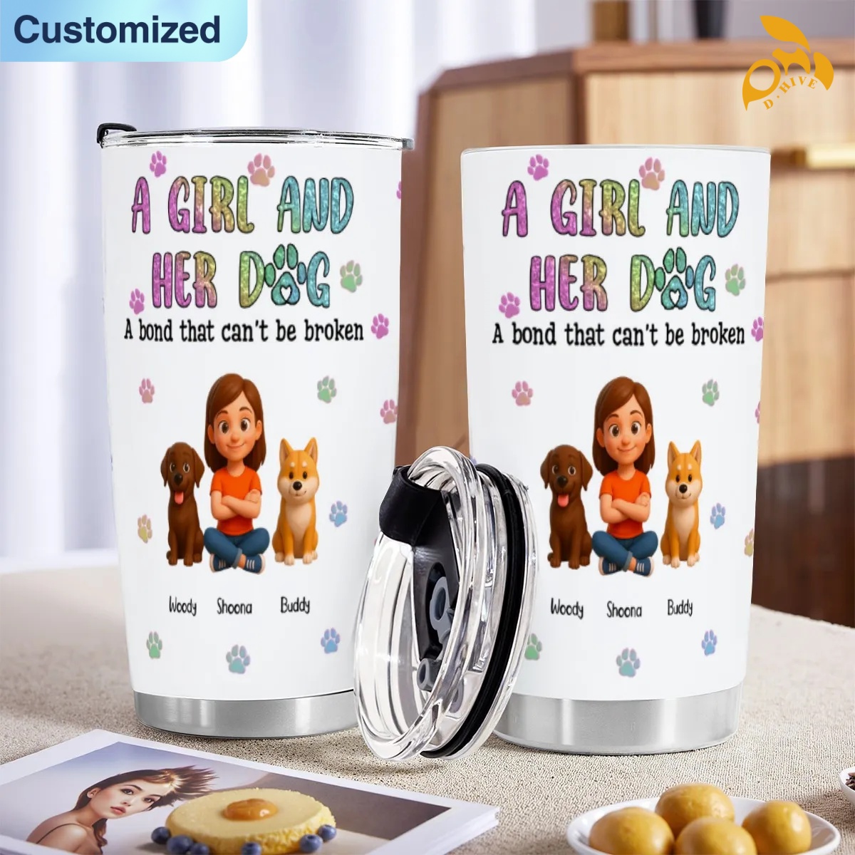 free shipping of customized 20OZ travel mug with sliding cover with exquisite patterns from US