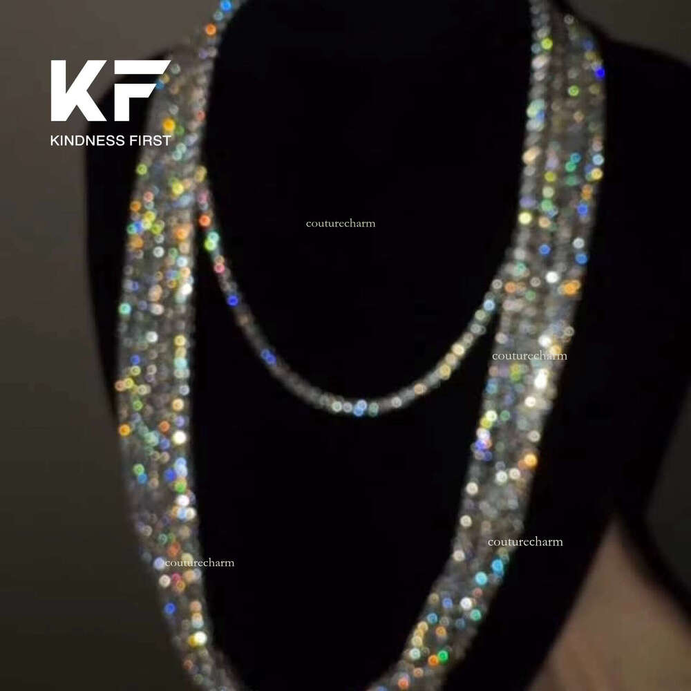 Hip-Hop Sier Necklace Iced Silicon Stone Tennis Chain