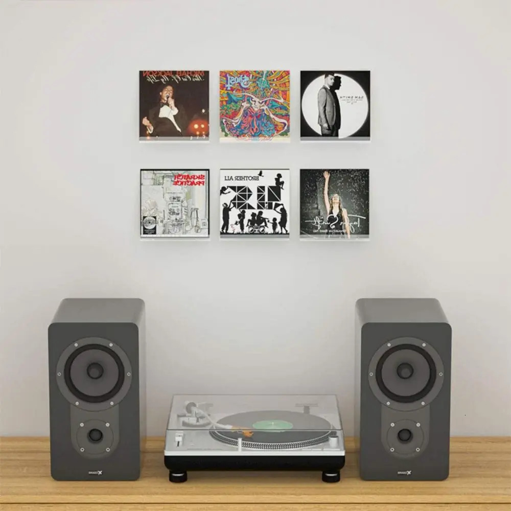 Creative 4/7/12inch Record Display Stand Clear Wall Mounted Vinyl Record Holder Acrylic CD Shelf 250707