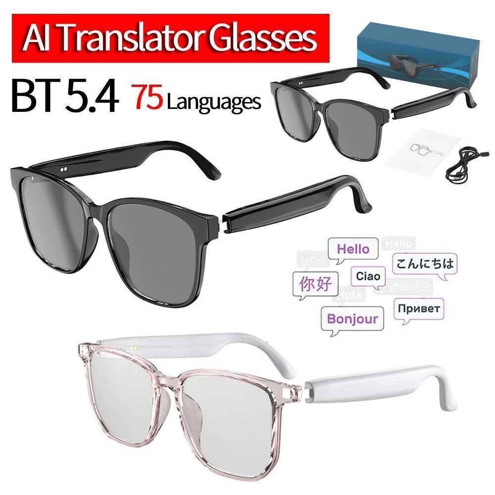 Designer Brand Smart Headset Automatic Speech Translation AI Support Language Travel Business Meeting Audio Sunglasses