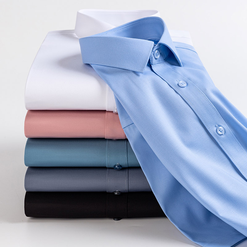 Men's Short Sleeve Modal Non-Iron Stretch Wrinkle-Resistant Business High-End Casual Work Shirt