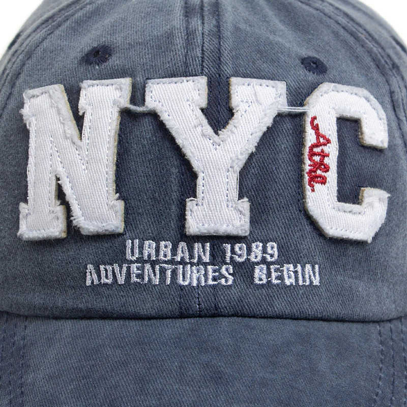 New Vintage Big Letter NYC Baseball Cap Men Cotton Washed Spring Autumn Visor Soft Snapback Fashion Hat For Women M250710