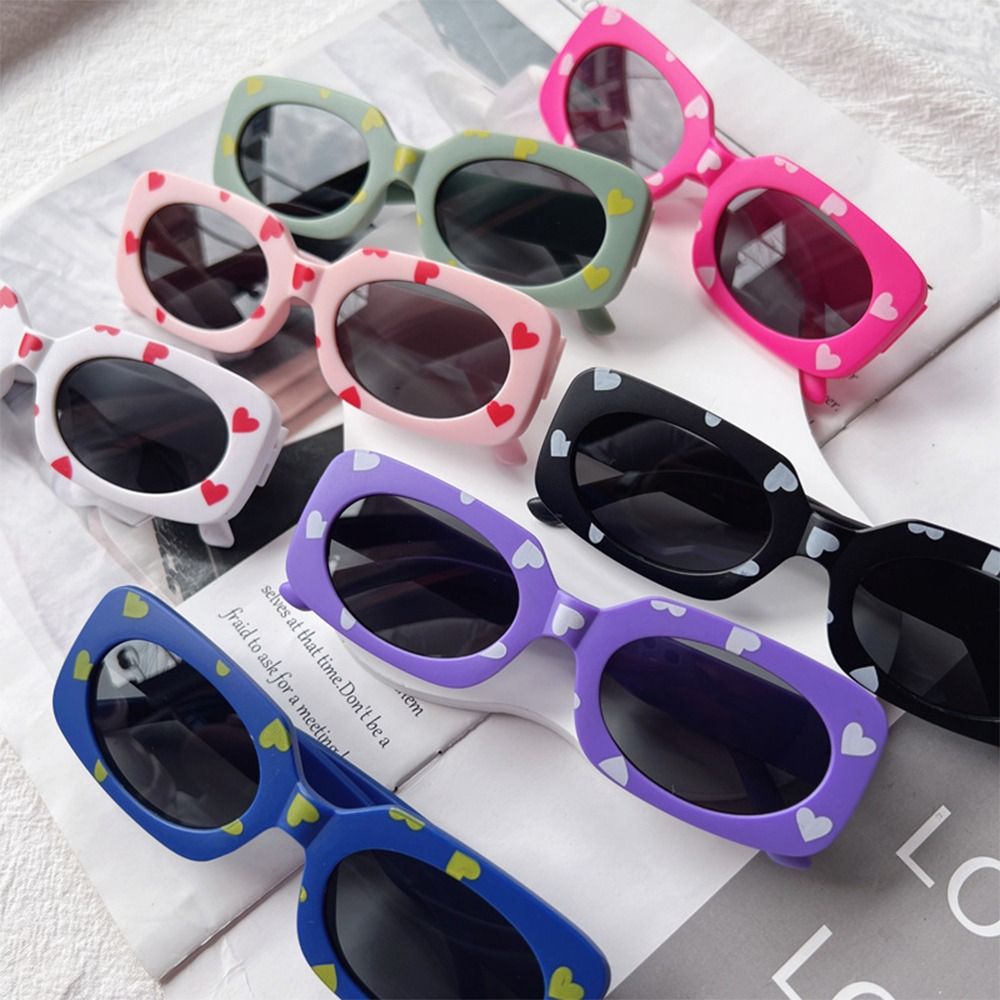 UV400 Heart Print Children Sunglasses Cute 2-8 Years Protection Eyewear Kids Rectangular Sun Glasses Z260305