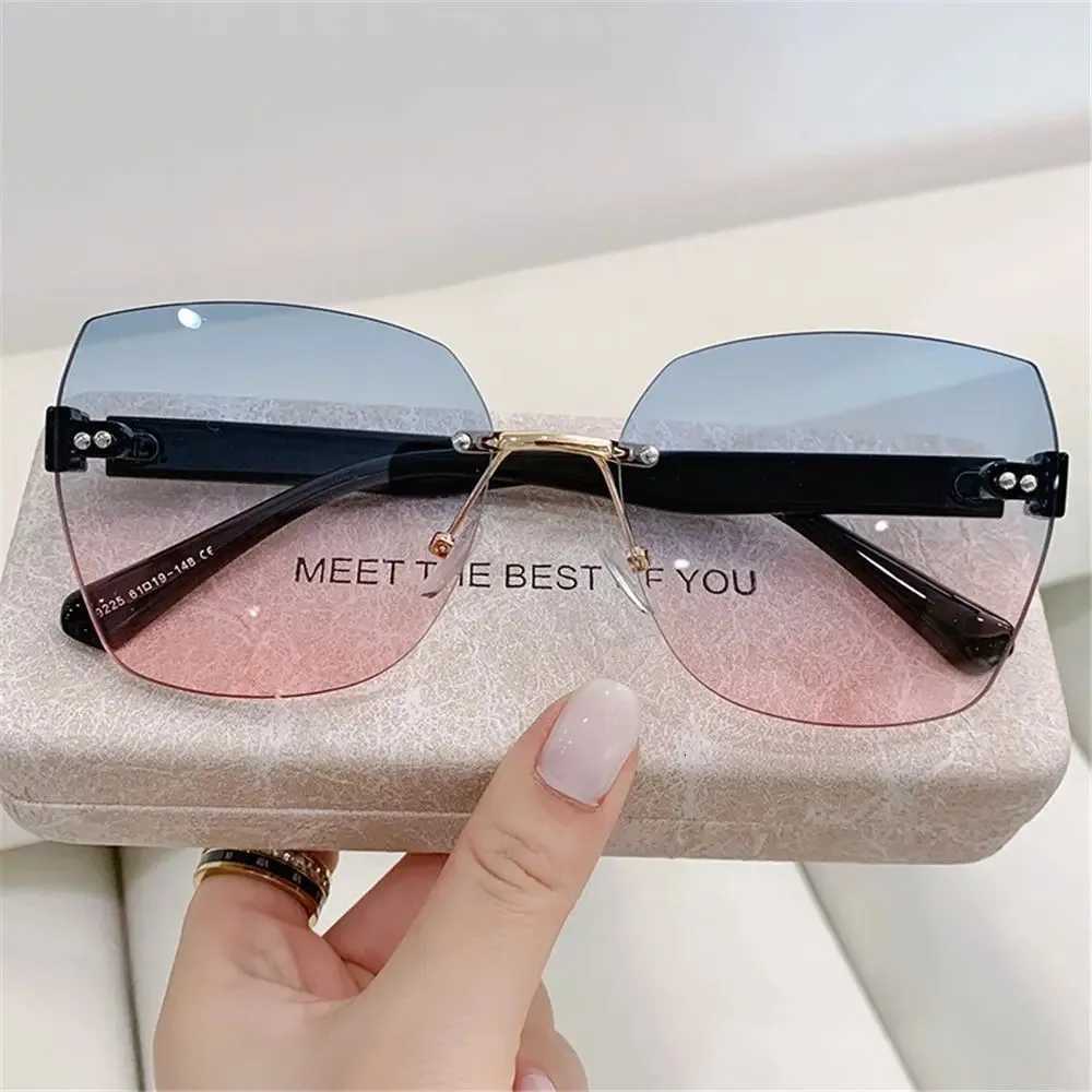 Vintage Rimless Sunglasses 2024 Wen Gradient Sunglasses Summer S Fashion UV400 F Sunglasses Ladies Eyees W250709
