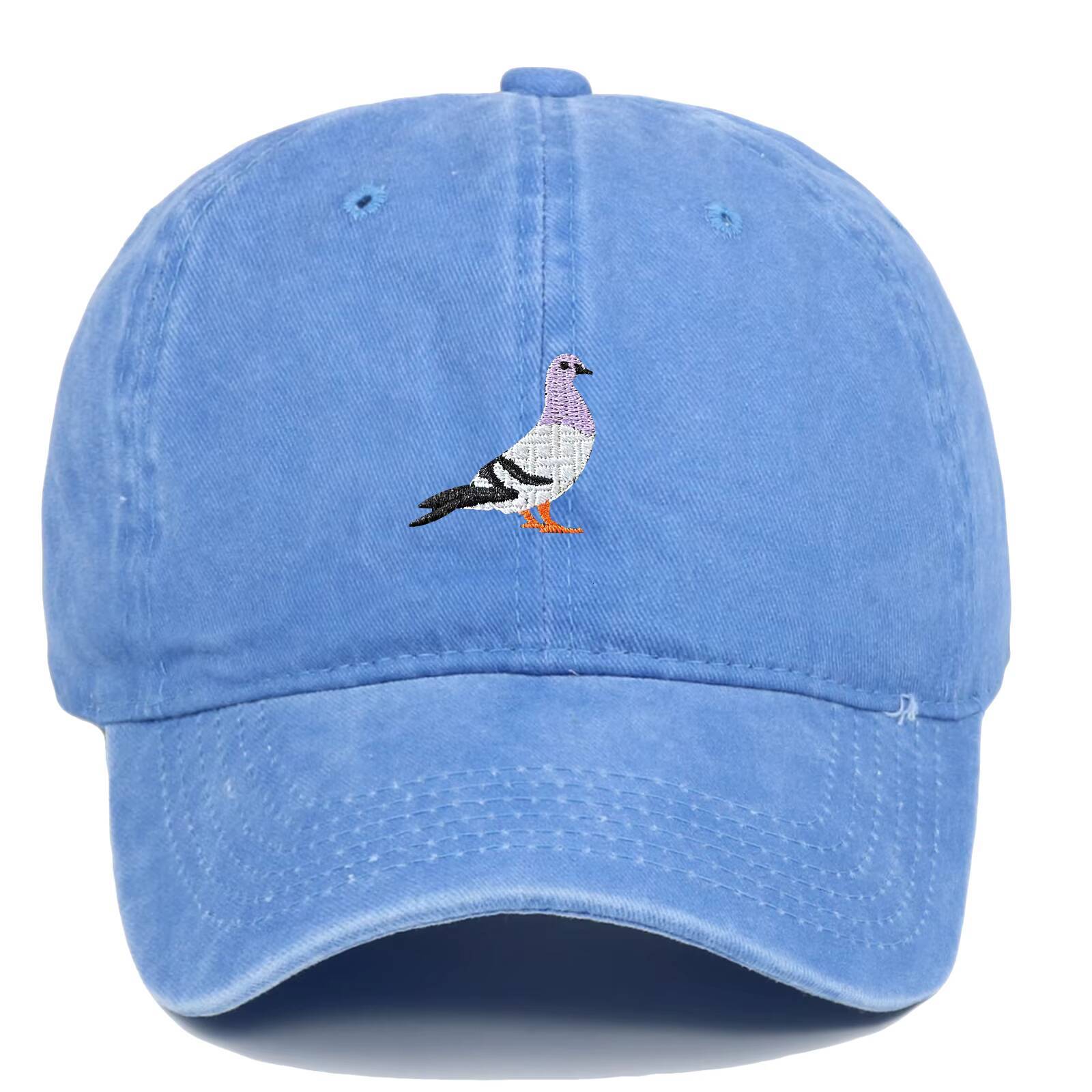Spring New Pigeon Embroidery, Water Wash, Hat for Men and Women Outdoor Sports, Fishing, Sun Protection Baseb ddmythur