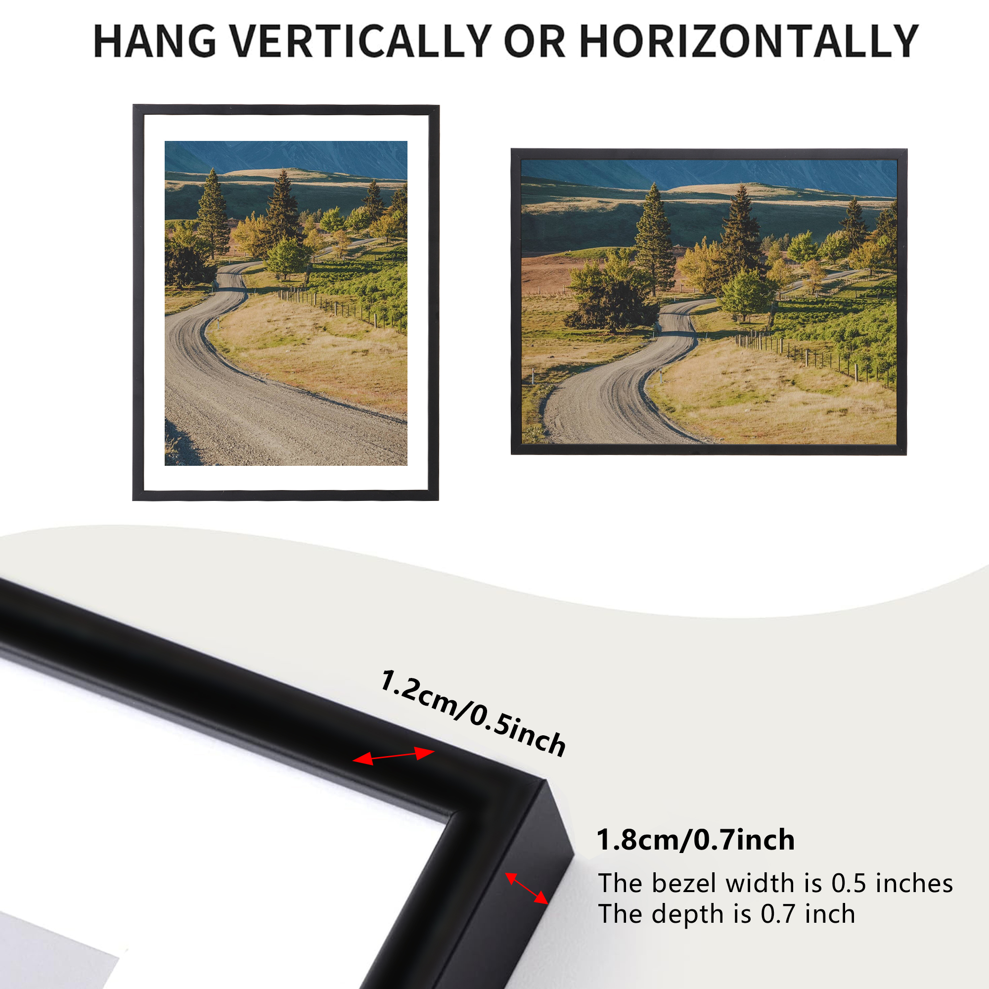 1pc Photo Frame, Black, 12x18inch, Picture Frame Wall And Tabletop Display, for Desktop Art Decor, For Birthday Party Decor H260306