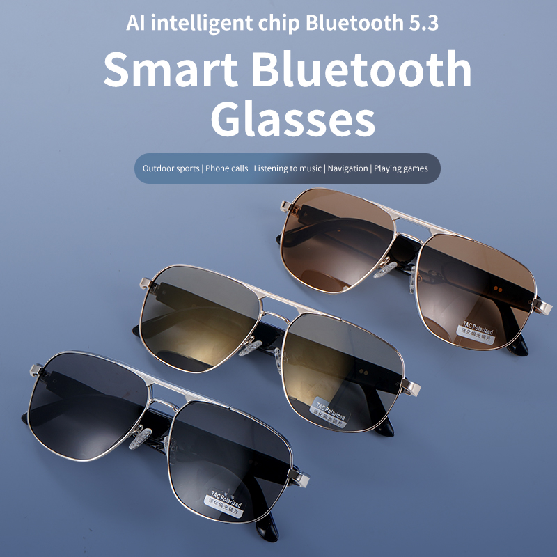 Smart Bluetooth sunglasses UV400 for both men and women, audio glasses with open-ear speakers, music control, calls, voice assistant, suitable for iOS
