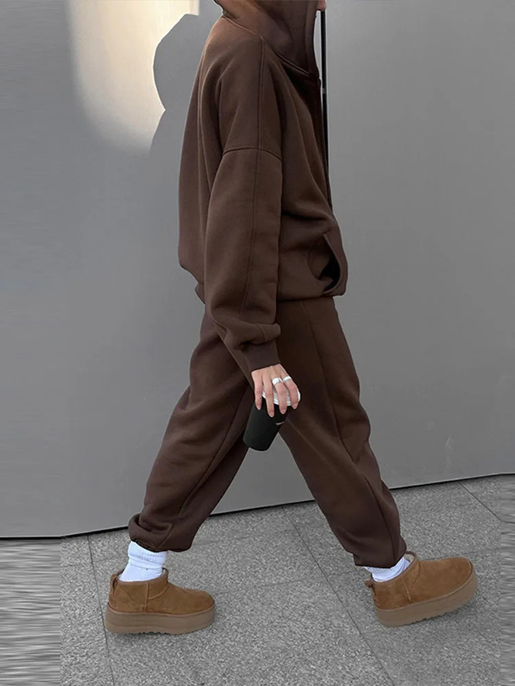 Casual Women Tracksuit Set Hooded Workout Suit Fitness Sports Female Clothes Outfit Loose Elastic-waist Running Trousers 2025 250709