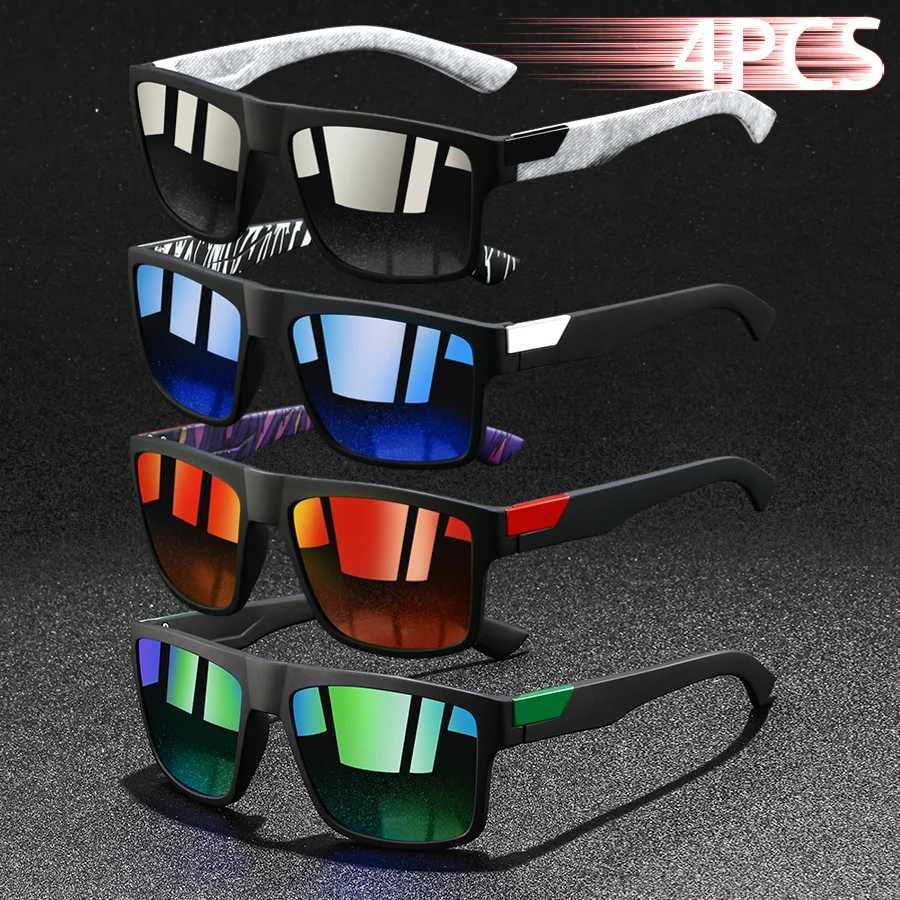 4 PCS Fashion Vintage Square Sunes Men Fishing Driving Man Luxury Brand Designer Sun es Anti-Glare Retro Eyewear UV400 W250709