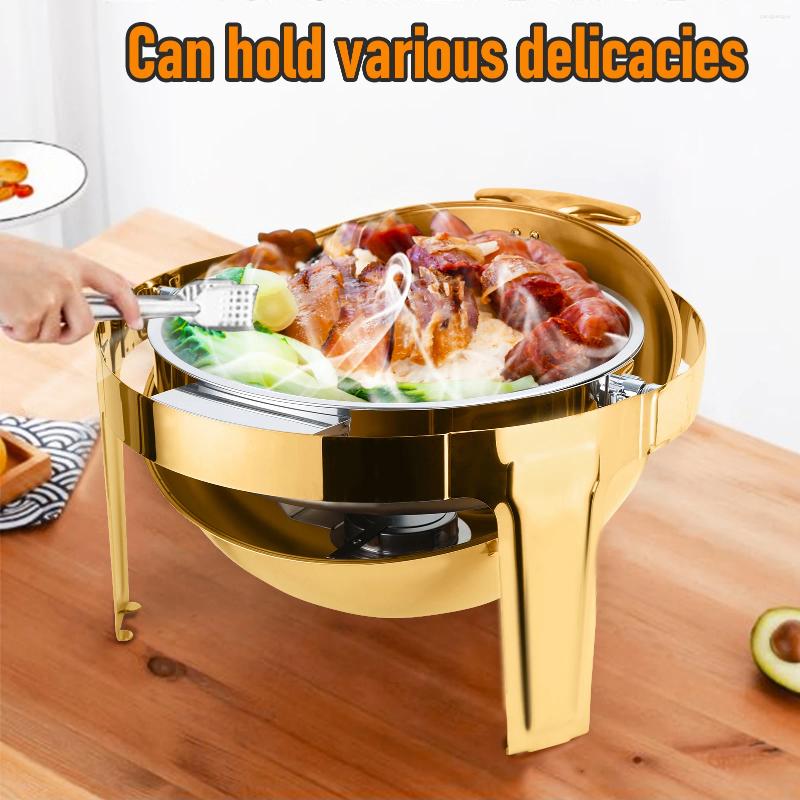 Plates 6L Buffet Dish Catering Warmer Round Chafing Set Stainless Steel And Warmers With Lid