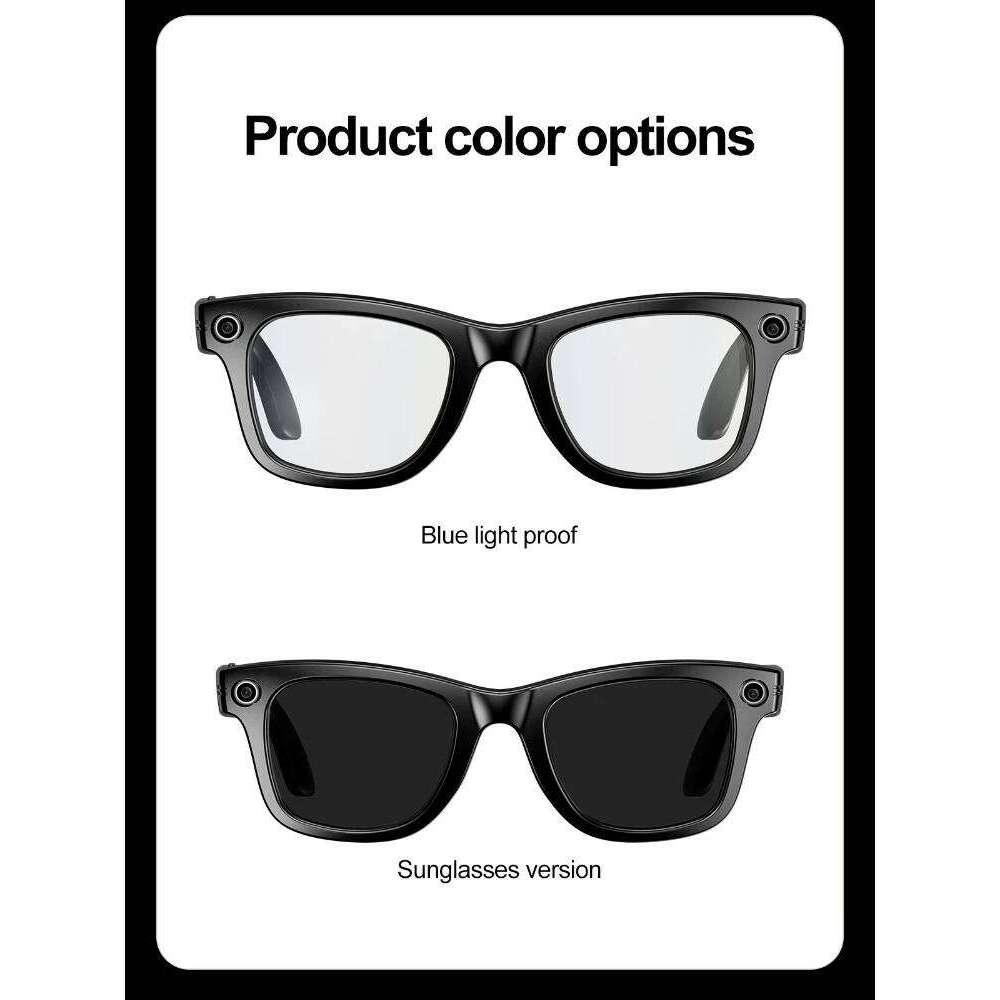 Smart AI Translation 100+ Languages Photo Recognition Camera Sunglasses Anti-Blue Light Video Recording Glasses