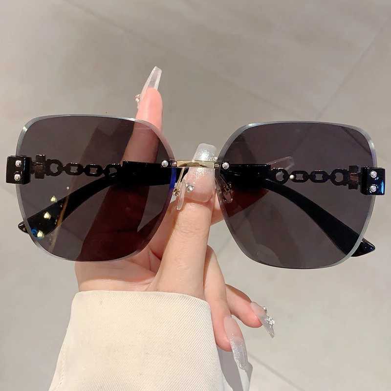 KAMMPT Gradient Tea Trendy Wen Sunes Oversize Rimss Retro S for Decoration Driving UV Protection Sunglasses W250709