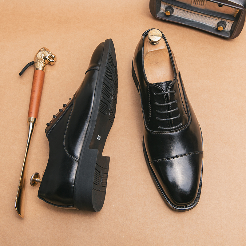 1882-1 Spring and Autumn Business Pointed Leather Shoes for Men, Oxford Shoes, Inner Height Boosting Leather Shoes for Men, British Style Business Dre