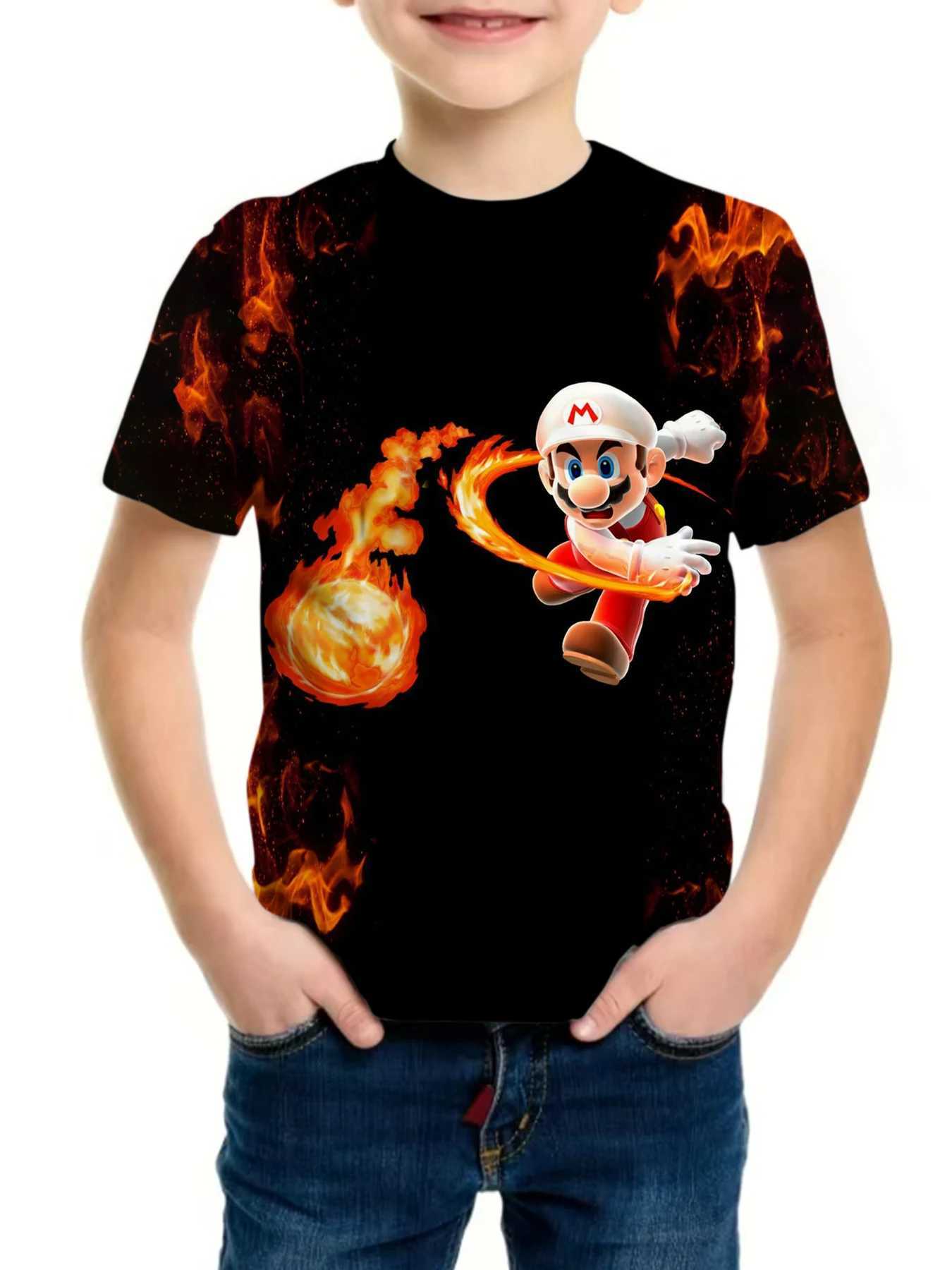 Fashion Super Mario Brothers T-Shirt Childrens Clothing Top Boys Game 3D Printing Anime O Neck z2507098W3I