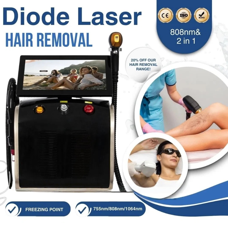 Latest Professional 2-in-1 Picosecond Laser Tattoo Removal Machine 3 Wavelength 808nm 755nm 1064nm Diode Laser Permanent Hair