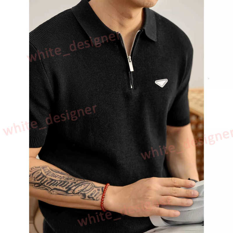 Designer Men's Polos Light Mature High-End Breathable Knitted Polo Shirt for Men Summer Fashion Half-Zip Polo Shirt Short Sleeve