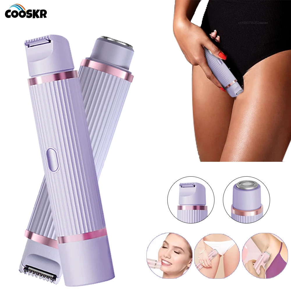 Electric Razors for Women Waterproof Bikini Trimmer Face Shaver Underarms Legs Ladies Body Hair Removal Pink Purple 250627