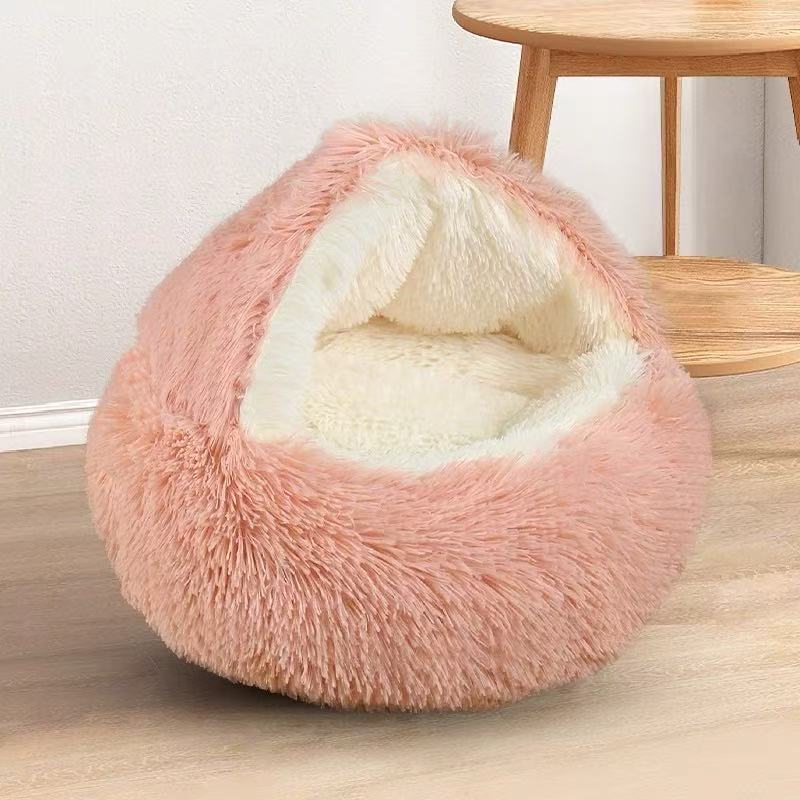 Warm Soft Plush Pet Bed-Semi-Enclosed Shell-Style Nest, Universal for Cats and Dogs,Cozy Cat Mattress Sofa Bed