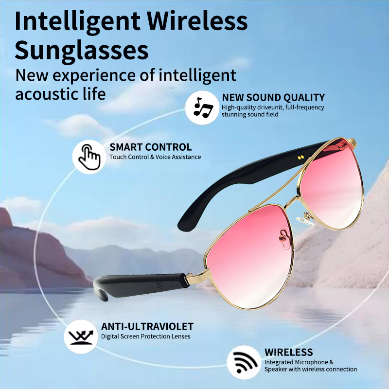 LIGE Smart glasses and sunglasses are equipped with built-in microphones and speakers, voice assistants, and UV protection Wireless call music control