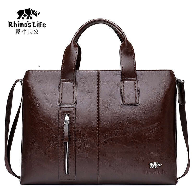 Briefcase High-End Feel Soft Leather Large Capacity Trip Laptop Bag Men's Textured Business Commuting Office Handbag Designer Luxury Sac Homme Pu