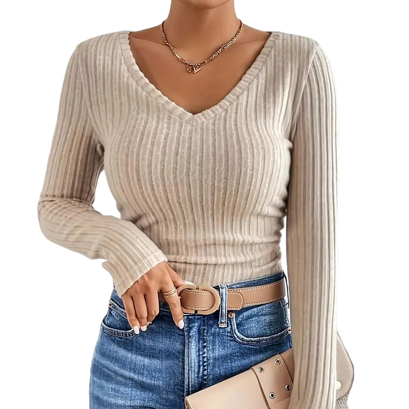 Women's Knits & Tees Chic Womens V-neck Cotton Blend Tee - Comfortable Casual Wear