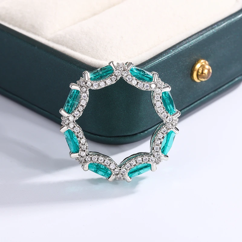 Paraiba simulation gemstone women's ring recommended by Little Red Book, high-end jewelry inlaid with sea blue gemstone topaz ring