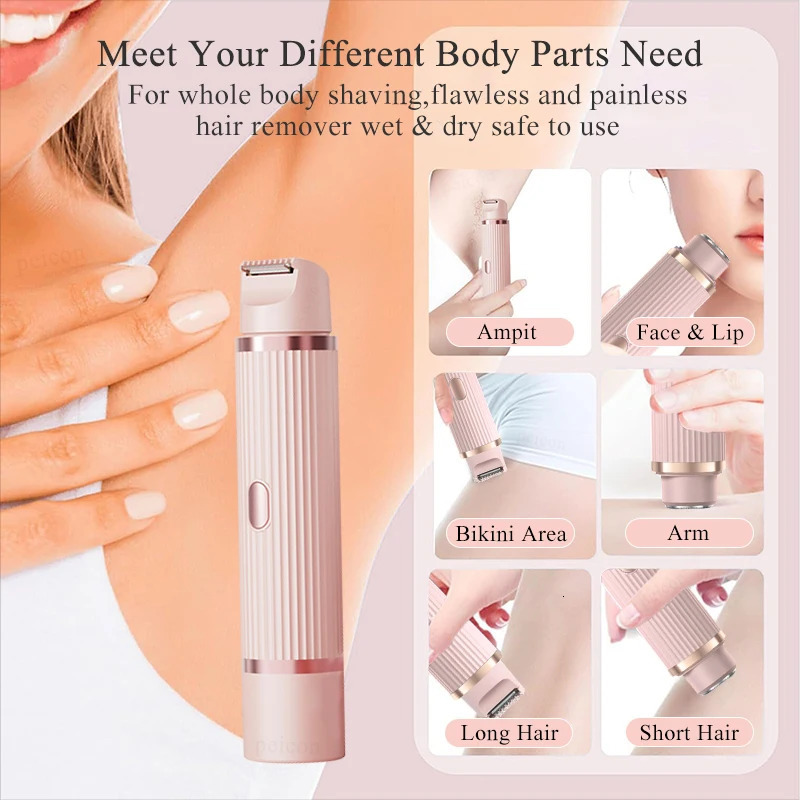 Electric Razors for Women Waterproof Bikini Trimmer Face Shaver Underarms Legs Ladies Body Hair Removal Pink Purple 250627