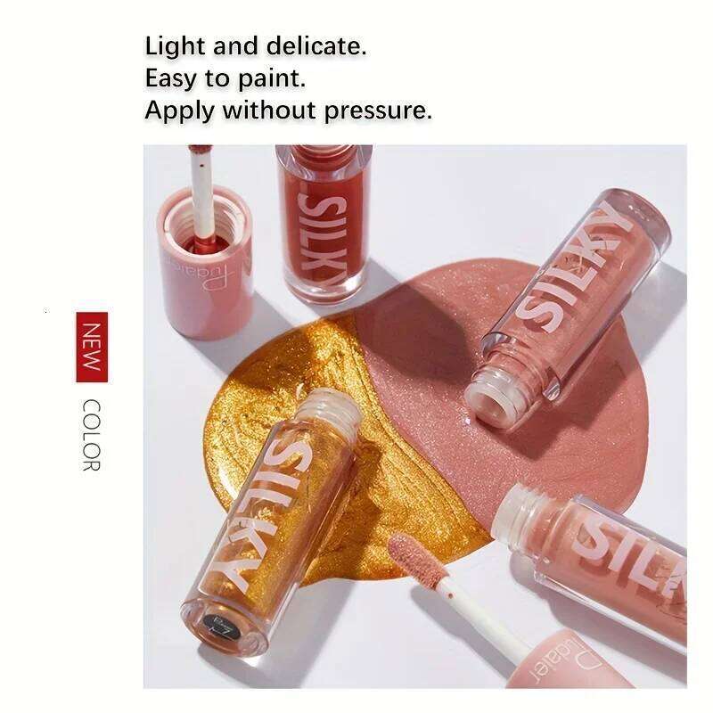 Long-Lasting Shimmer Liquid Lipstick - Hydrating Non-Sticky Plumping Lip Gloss Moisturizing Lightweight Natural Nude Tint X250710