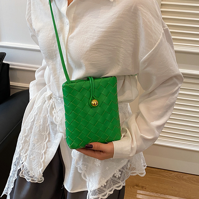 Free shipping designer Carefully Selected French Style High-End Woven Women Bag Fashionable Vertical Phone Bag Vintage Coin Purse Textured Crossbody B