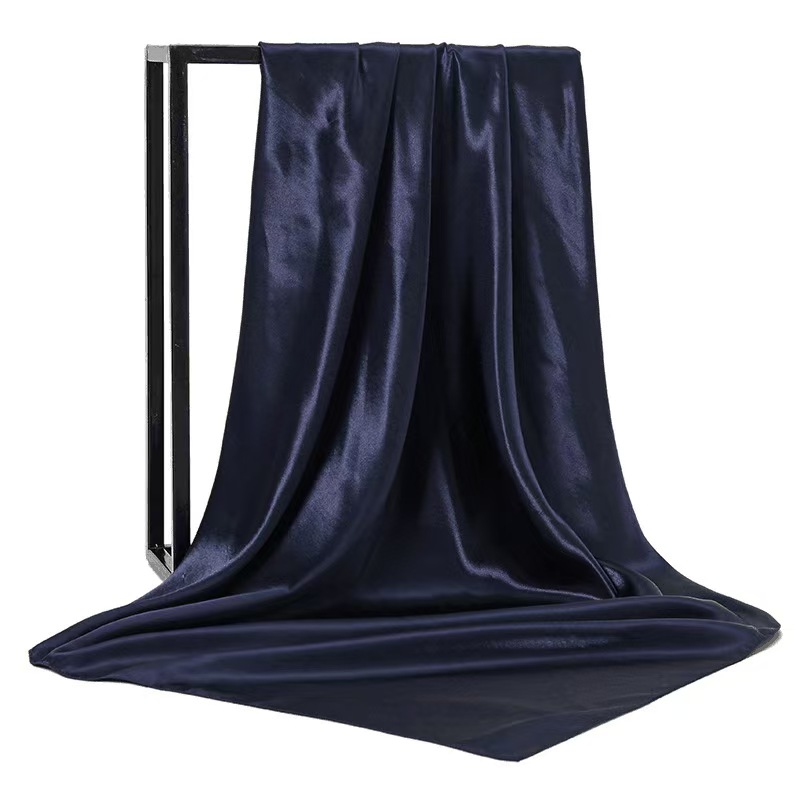 T1176 New Style Solid Color Satin Square Silk Casual Scarf