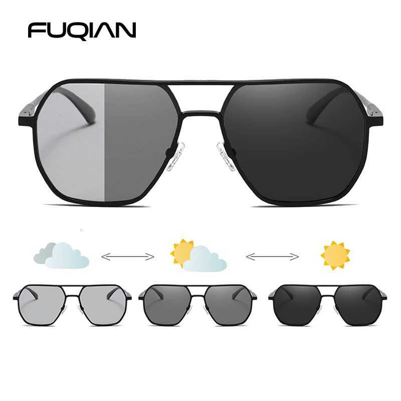 Luxury Metal Photochromic Sunglasses Men Women Fashion Polarized Sunglasses Stylish Chameleon Anti-glare Driving S UV400 W250709