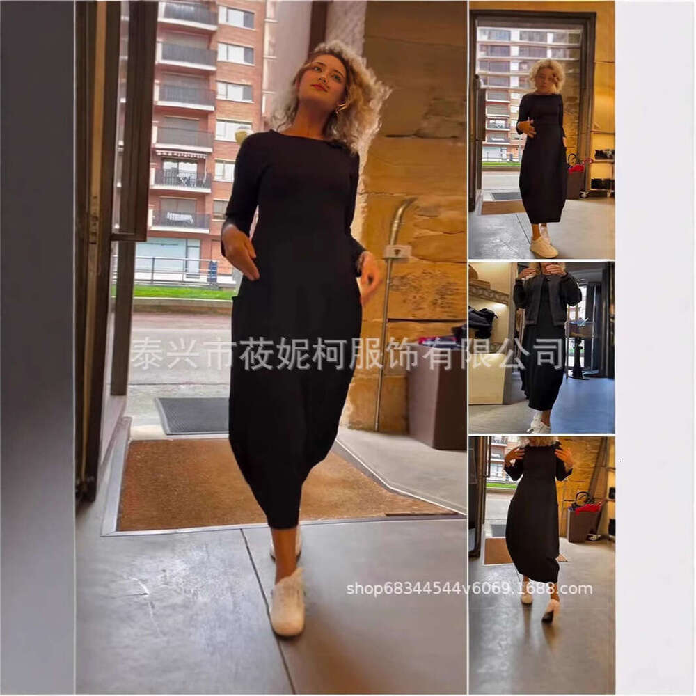 New Long Skirt Solid Color Knitted Dress Women's Clothing B5