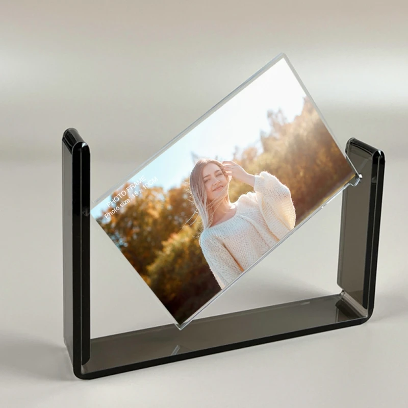 Creative Double-sided Rotating 6-inch High-definition Transparent Acrylic Photo Frame for Weddings and Home Decor H260306