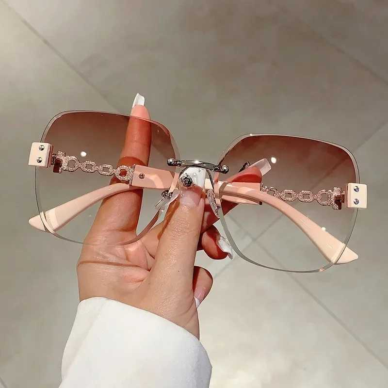 2025 New Square Rimless Sunglasses Wen Luxury Designer Cool Unisex Vintage Eyewear UV400 Sunglasses W250709