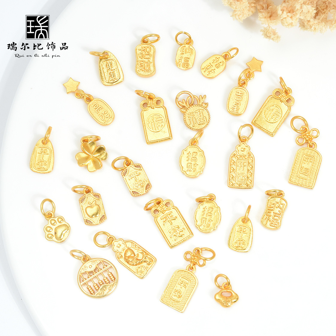Long-lasting Ancient Method Sand Gold Lucky Fortune Gold List Drip Pendant Bracelet DIY Accessories Bead Spacer for Women241031