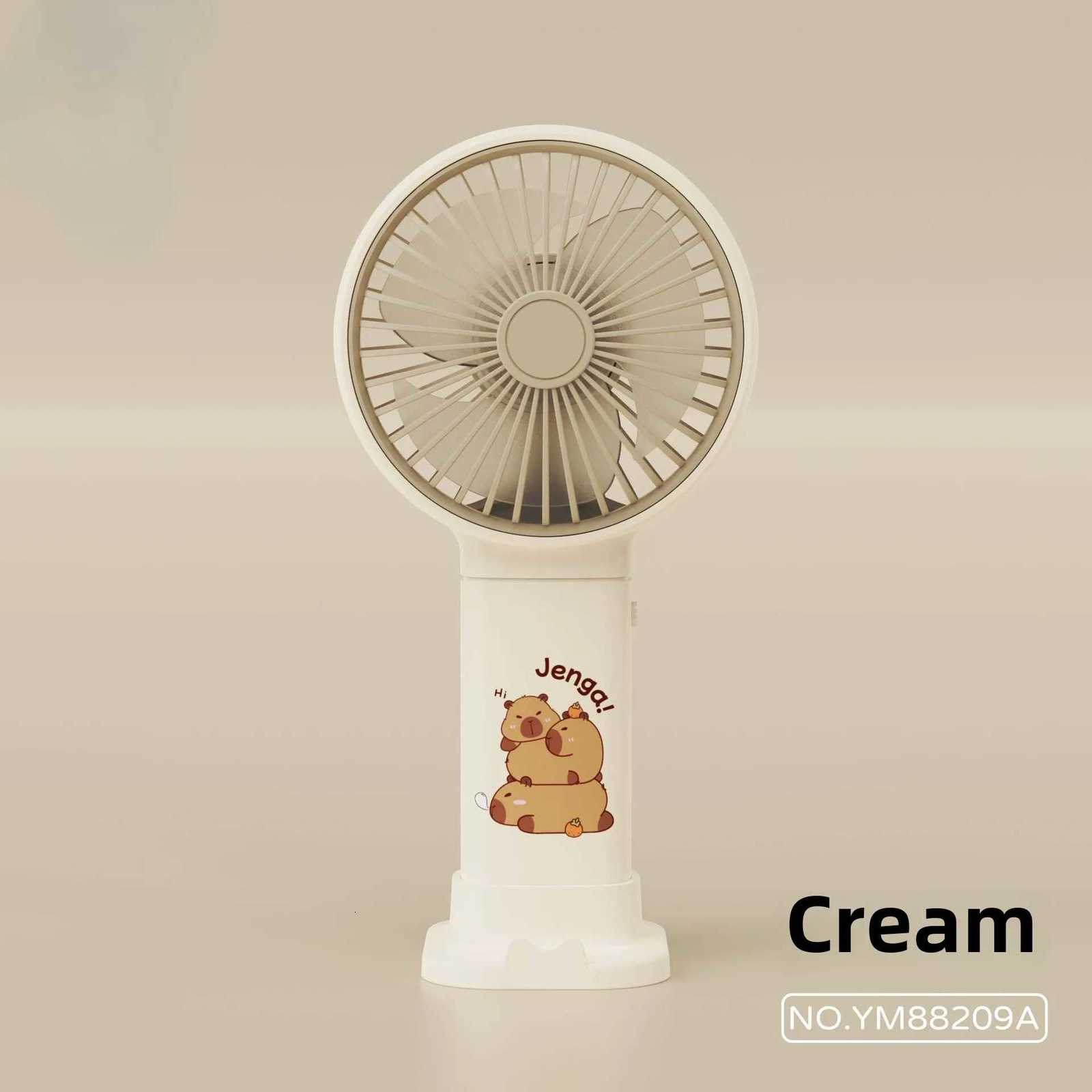 Capybara Print Handheld Summer Cool Small Fan Mobile Phone Solid Color Stand USB Charging Gift Fan East Desktop Fan XJ250710