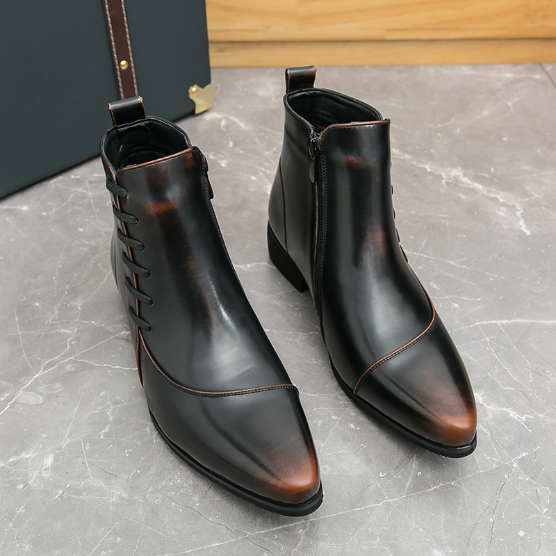 92345- Martin boots men's Korean version British pointed high top men's trendy European and American personalized leather shoes men's B