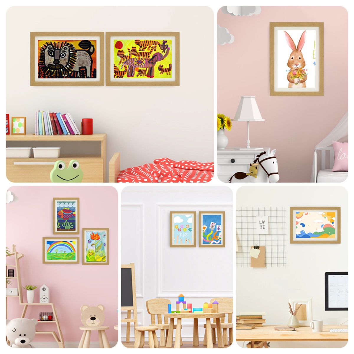 1/2Pcs Art Set A4 Front Opening Photo Frames Wooden Kids Artwork Display Frame for 100 Pictures Horizontal and H260306