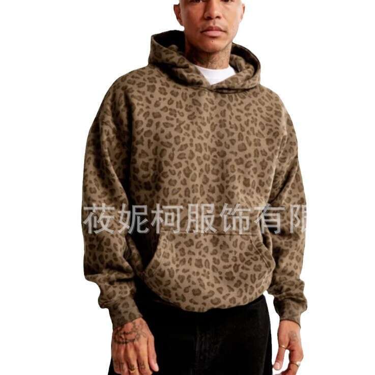 Autumn And Winter Leopard Print Hooded Sweatshirt Sports Style B5