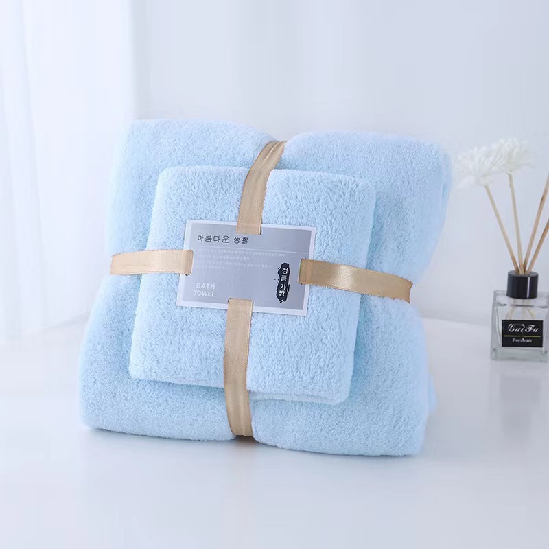 2PC Bath Towels Set Super Soft Highly Absorbent Quick-drying Coral Velvet Bath Towel For Adults Hotel & Spa Use