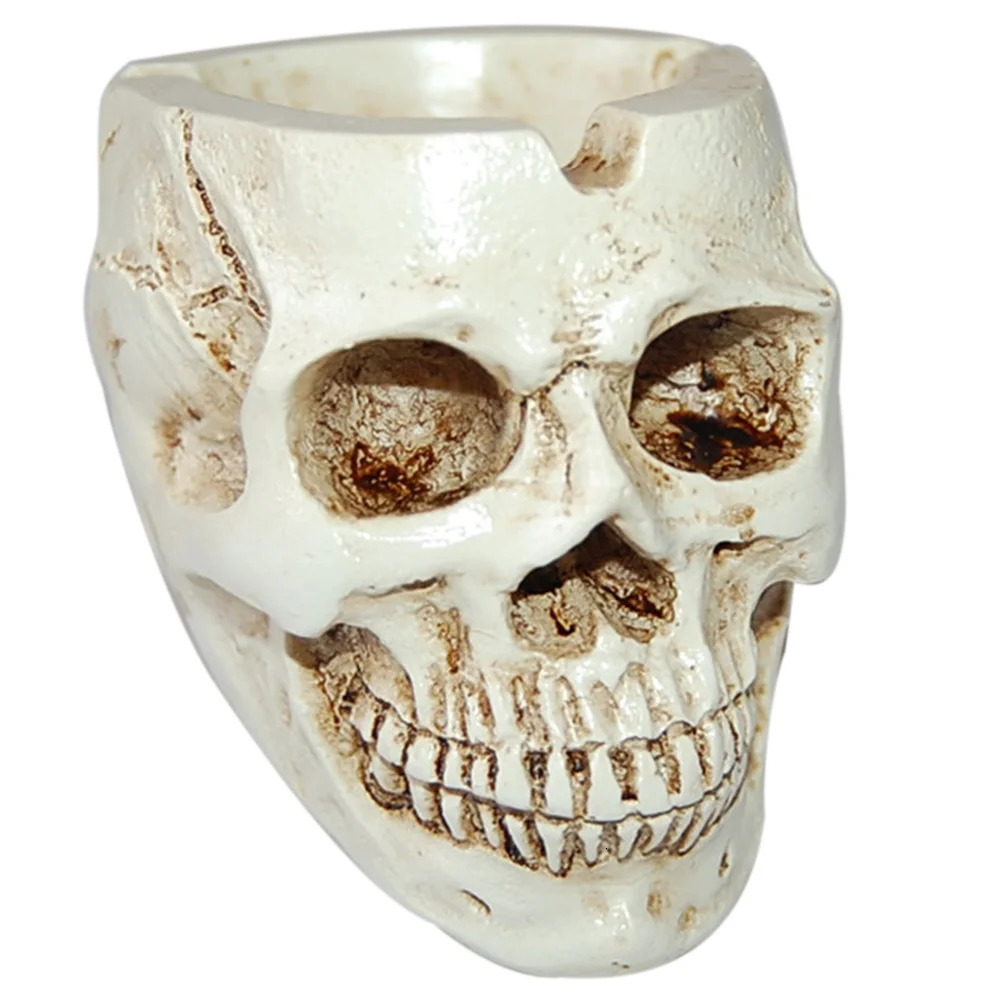 Skull Shaped Resin Ashtray Container Halloween Props Household Ornament 250710